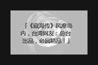 《藏海传》风靡岛内，台湾网友：总台出品，必属精品！