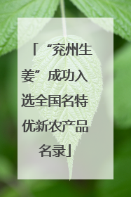 “兖州生姜”成功入选全国名特优新农产品名录