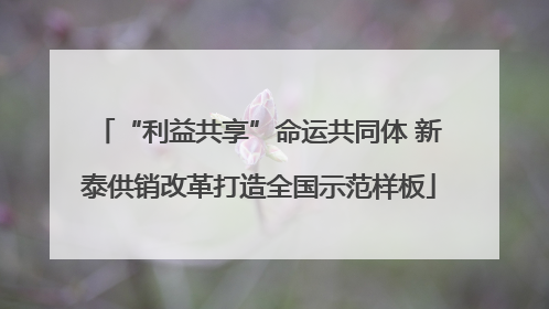 “利益共享”命运共同体 新泰供销改革打造全国示范样板