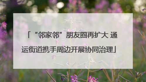 “邻家邻”朋友圈再扩大 通运街道携手周边开展协同治理
