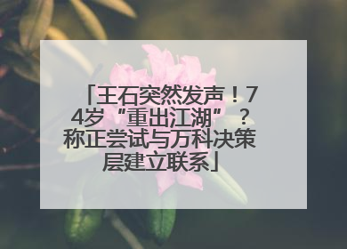 王石突然发声！74岁“重出江湖”？称正尝试与万科决策层建立联系