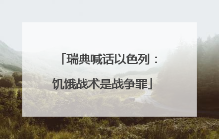瑞典喊话以色列：饥饿战术是战争罪