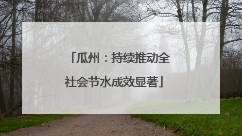 瓜州：持续推动全社会节水成效显著