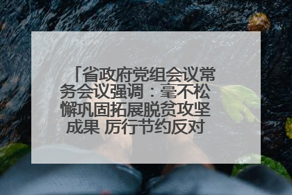 省政府党组会议常务会议强调：毫不松懈巩固拓展脱贫攻坚成果 厉行节约反对浪费弘扬优良作风