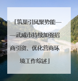 筑巢引凤聚势能——武威市持续加强招商引资、优化营商环境工作综述