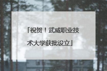 祝贺！武威职业技术大学获批设立