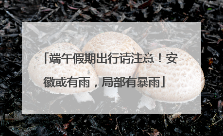 端午假期出行请注意！安徽或有雨，局部有暴雨