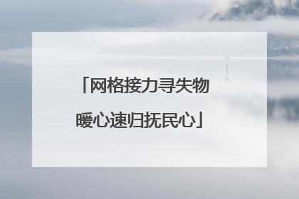 网格接力寻失物 暖心速归抚民心
