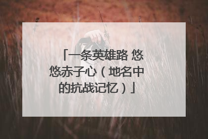 一条英雄路 悠悠赤子心（地名中的抗战记忆）