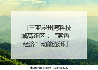 三亚崖州湾科技城高新区：“蓝色经济”动能澎湃