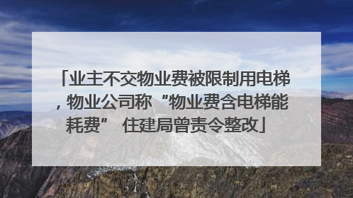 业主不交物业费被限制用电梯，物业公司称“物业费含电梯能耗费” 住建局曾责令整改
