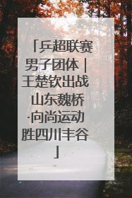 乒超联赛男子团体｜王楚钦出战 山东魏桥·向尚运动胜四川丰谷