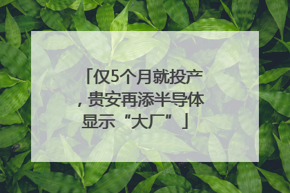 仅5个月就投产，贵安再添半导体显示“大厂”