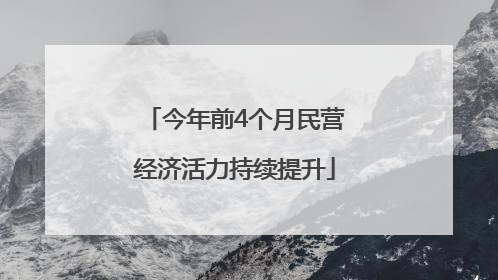 今年前4个月民营经济活力持续提升