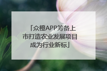 众橙APP筹备上市打造农业发展项目成为行业新标