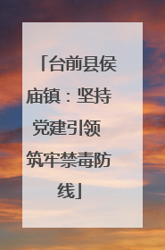 台前县侯庙镇：坚持党建引领 筑牢禁毒防线