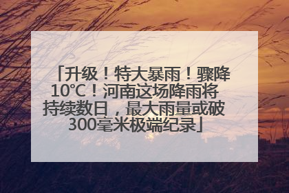 升级！特大暴雨！骤降10℃！河南这场降雨将持续数日，最大雨量或破300毫米极端纪录