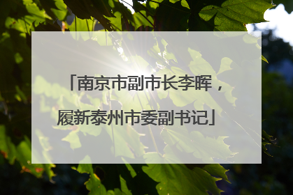 南京市副市长李晖，履新泰州市委副书记