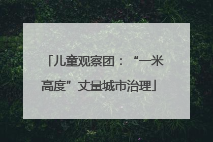 儿童观察团：“一米高度”丈量城市治理