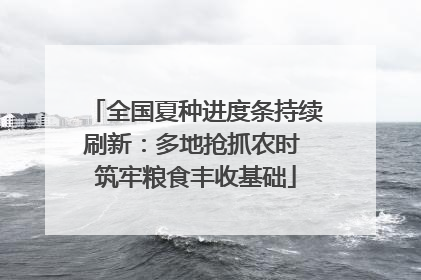 全国夏种进度条持续刷新：多地抢抓农时 筑牢粮食丰收基础