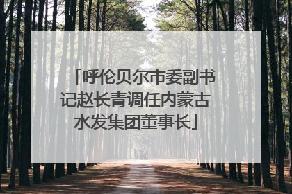 呼伦贝尔市委副书记赵长青调任内蒙古水发集团董事长