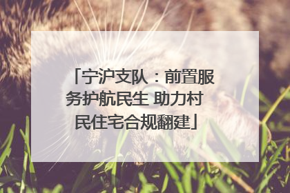 宁沪支队：前置服务护航民生 助力村民住宅合规翻建