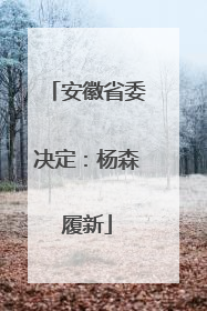 安徽省委决定：杨森履新