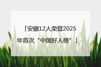 安徽12人荣登2025年首次“中国好人榜”