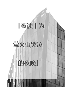夜读丨为萤火虫哭泣的夜晚