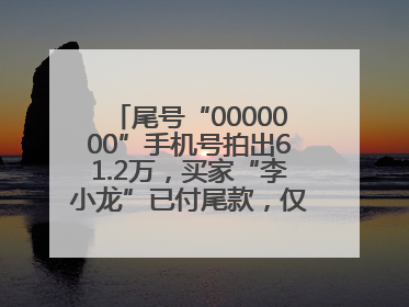 尾号“0000000”手机号拍出61.2万，买家“李小龙”已付尾款，仅享有使用权