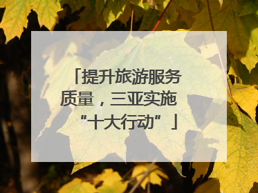提升旅游服务质量，三亚实施“十大行动”