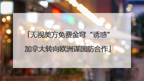 无视美方免费金穹“诱惑” 加拿大转向欧洲谋国防合作