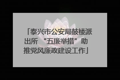 泰兴市公安局鼓楼派出所 “五廉举措”助推党风廉政建设工作