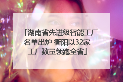 湖南省先进级智能工厂名单出炉 衡阳以32家工厂数量领跑全省