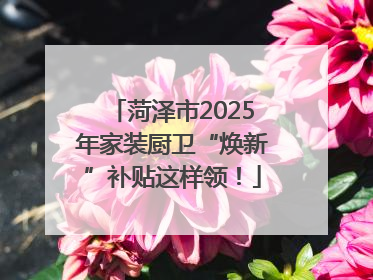 菏泽市2025年家装厨卫“焕新”补贴这样领！