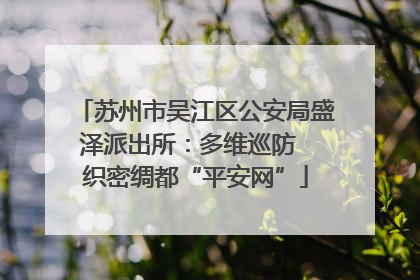 苏州市吴江区公安局盛泽派出所：多维巡防  织密绸都“平安网”