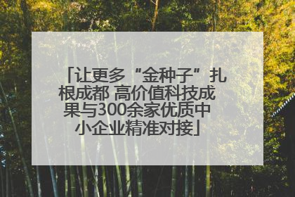让更多“金种子”扎根成都 高价值科技成果与300余家优质中小企业精准对接
