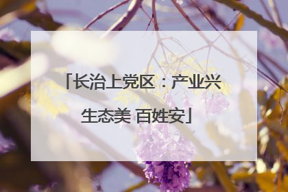 长治上党区：产业兴 生态美 百姓安