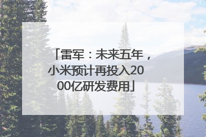 雷军：未来五年，小米预计再投入2000亿研发费用