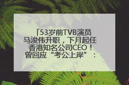 53岁前TVB演员马浚伟升职，下月起任香港知名公司CEO！曾回应“考公上岸”：真不是公务员